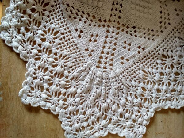 Dessus de lit en coton blanc écru jeté de lit en crochet