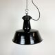 Industrial black enamel factory lamp with cast iron top, 1960s