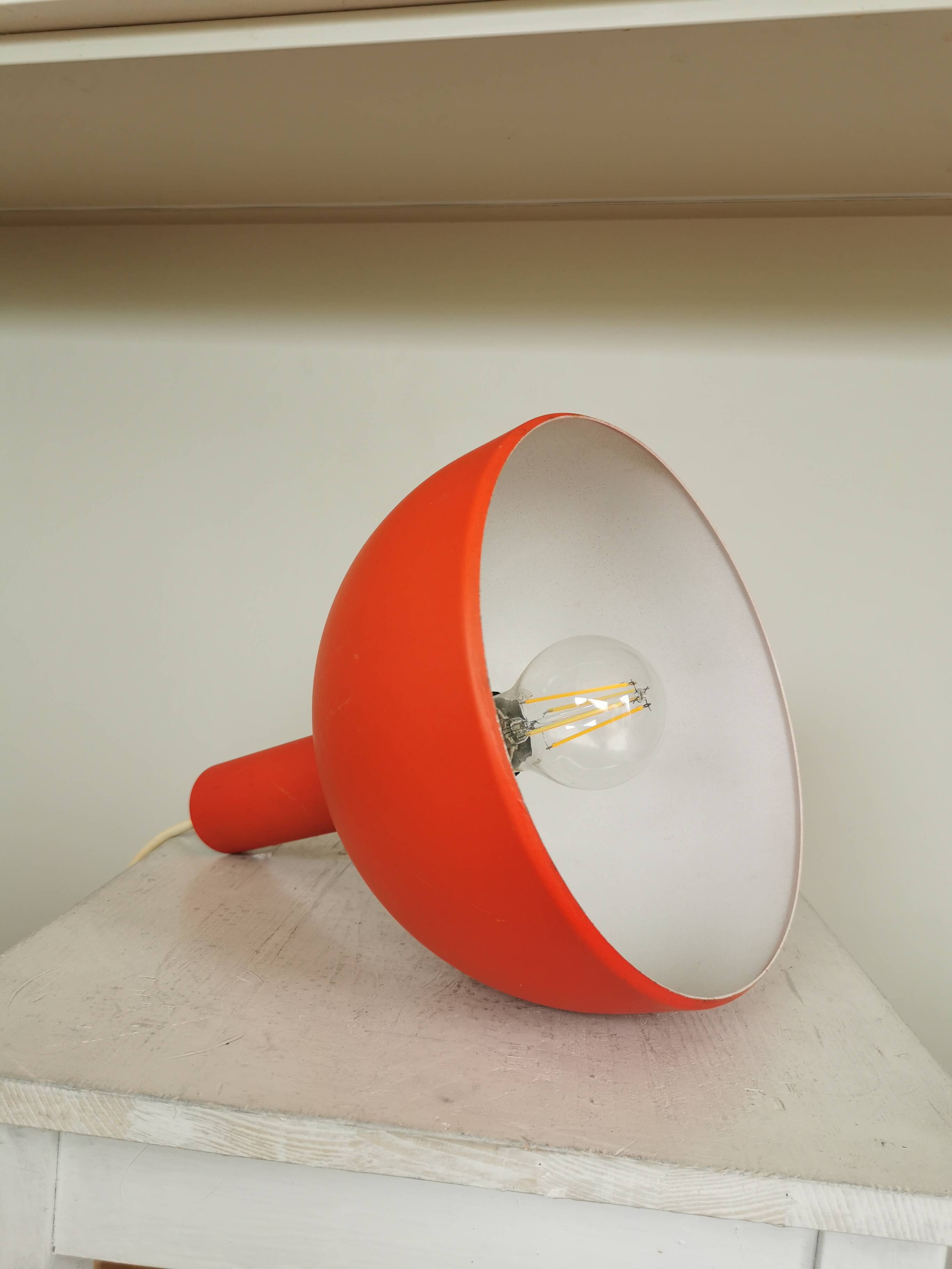 Vintage Orange Chrome Pendant Light: 1970s Space Age Lamp