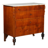 Antique mahogany and marble chest of drawers, 4 drawers, 19th century