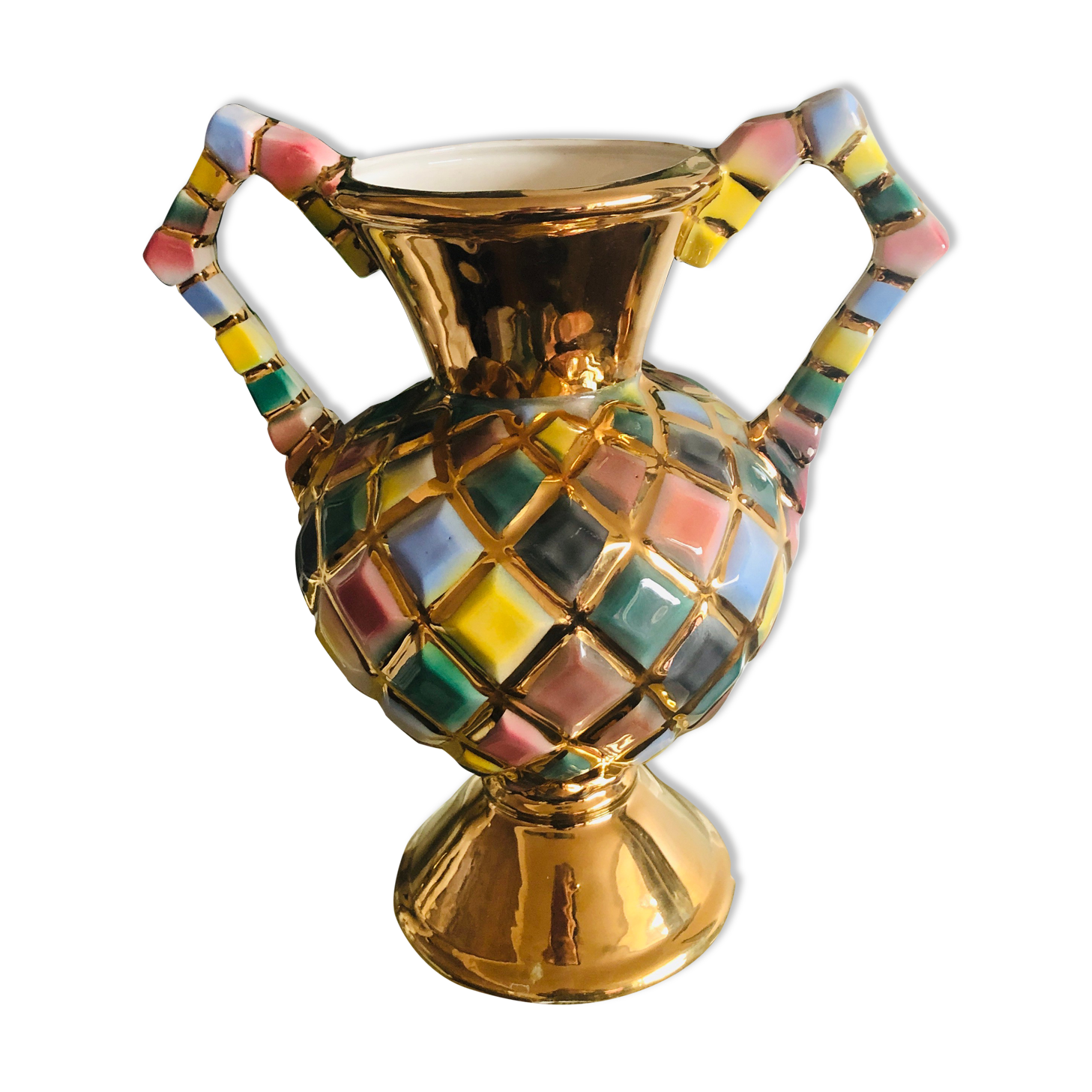 Italian vase harlequin color