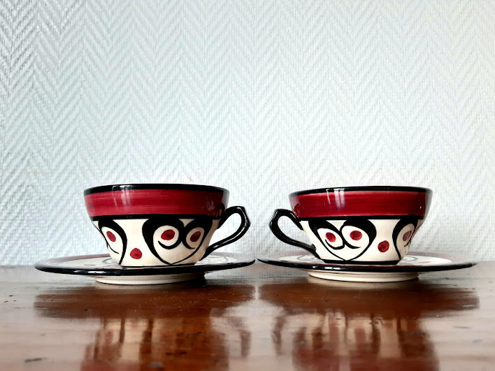 Pair of earthenware cups Saint Jean de Bretagne