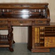 Shannon File Co drum desk in Victorian walnut with certificate.