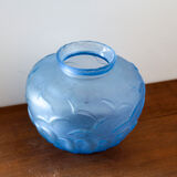 Molded glass vase marine décor 50s
