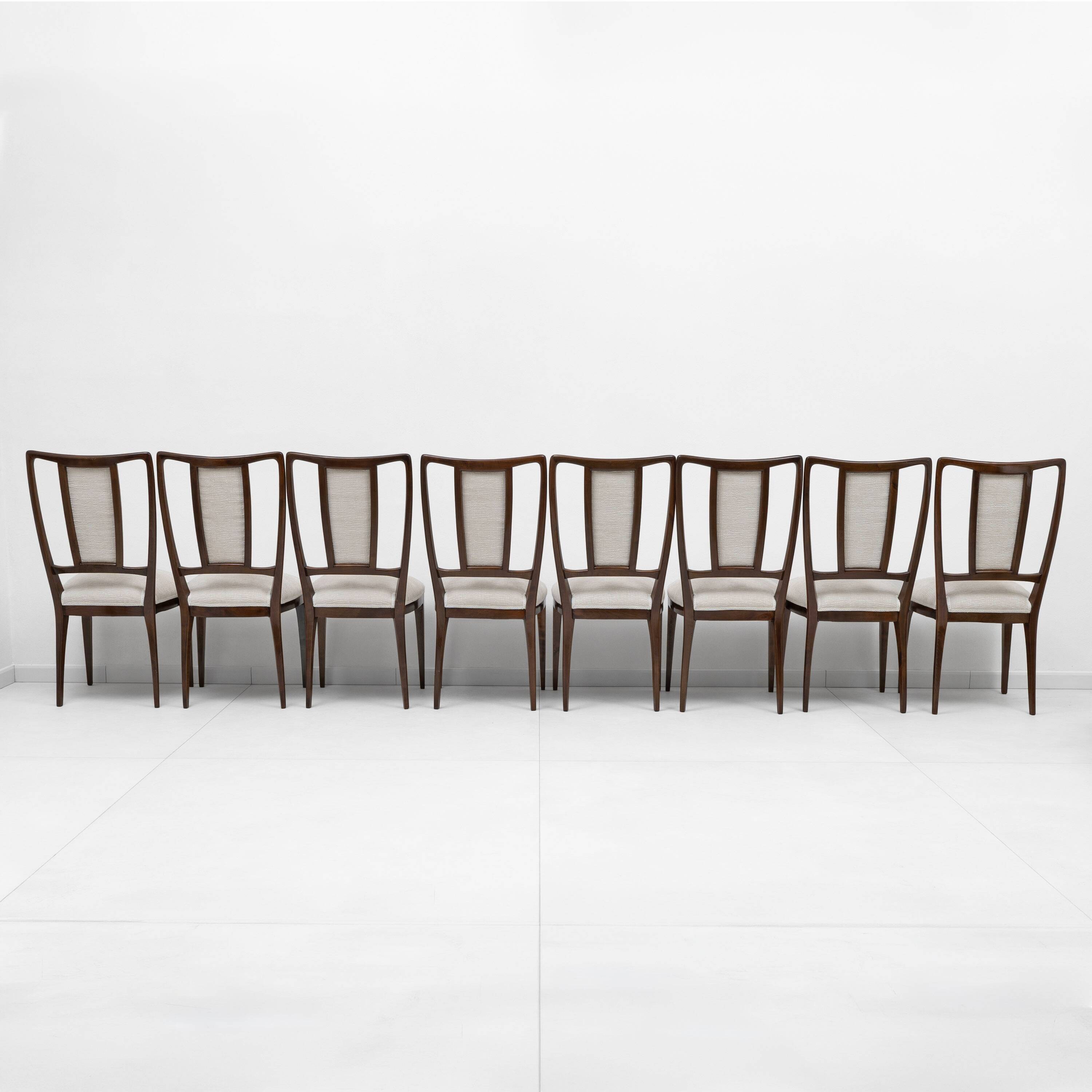 Set of 8 Osvaldo Borsani Mid-Century Modern Italian Bouclè Dining Chairs,50