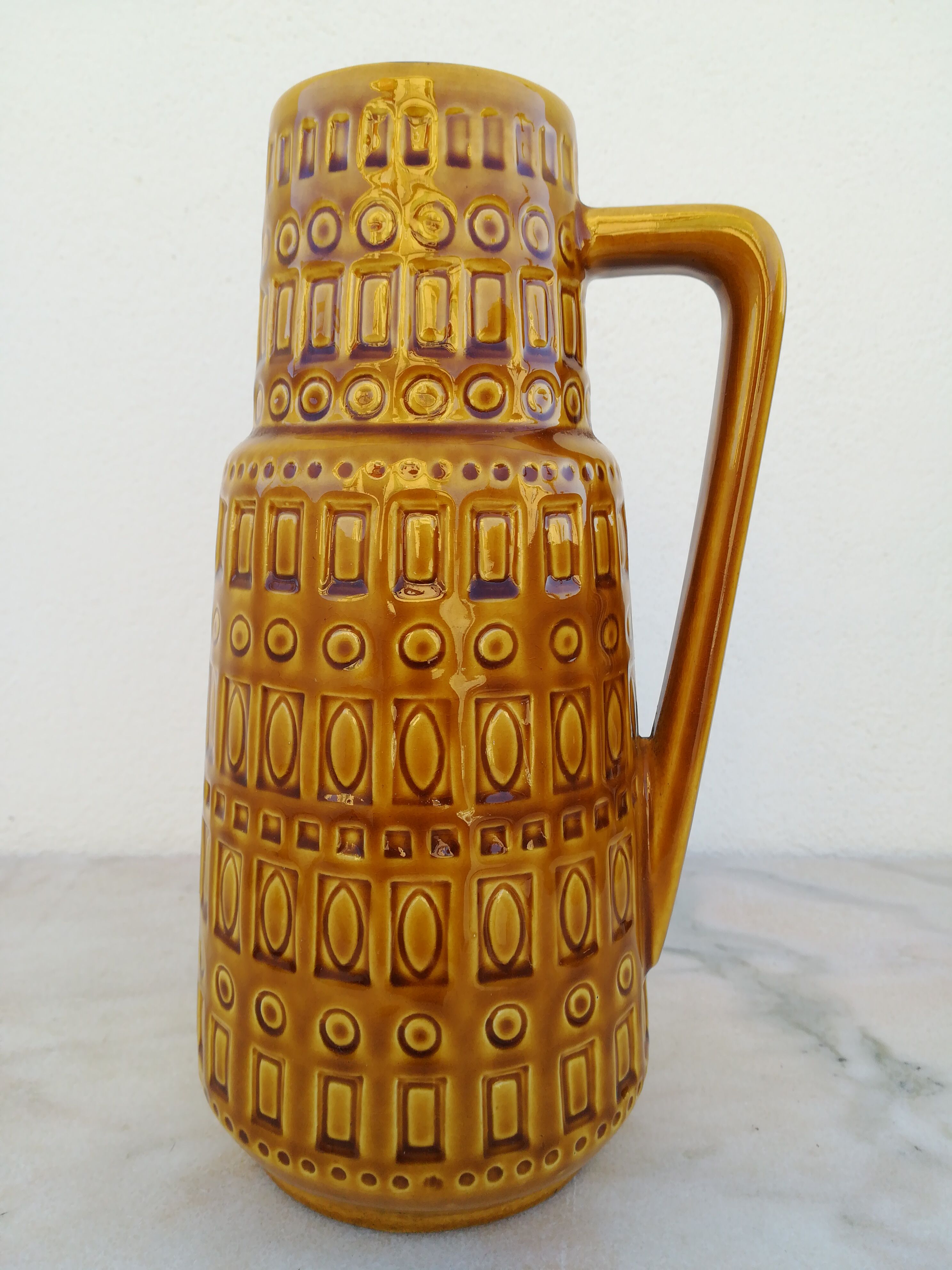 West germany enameled ceramic vase