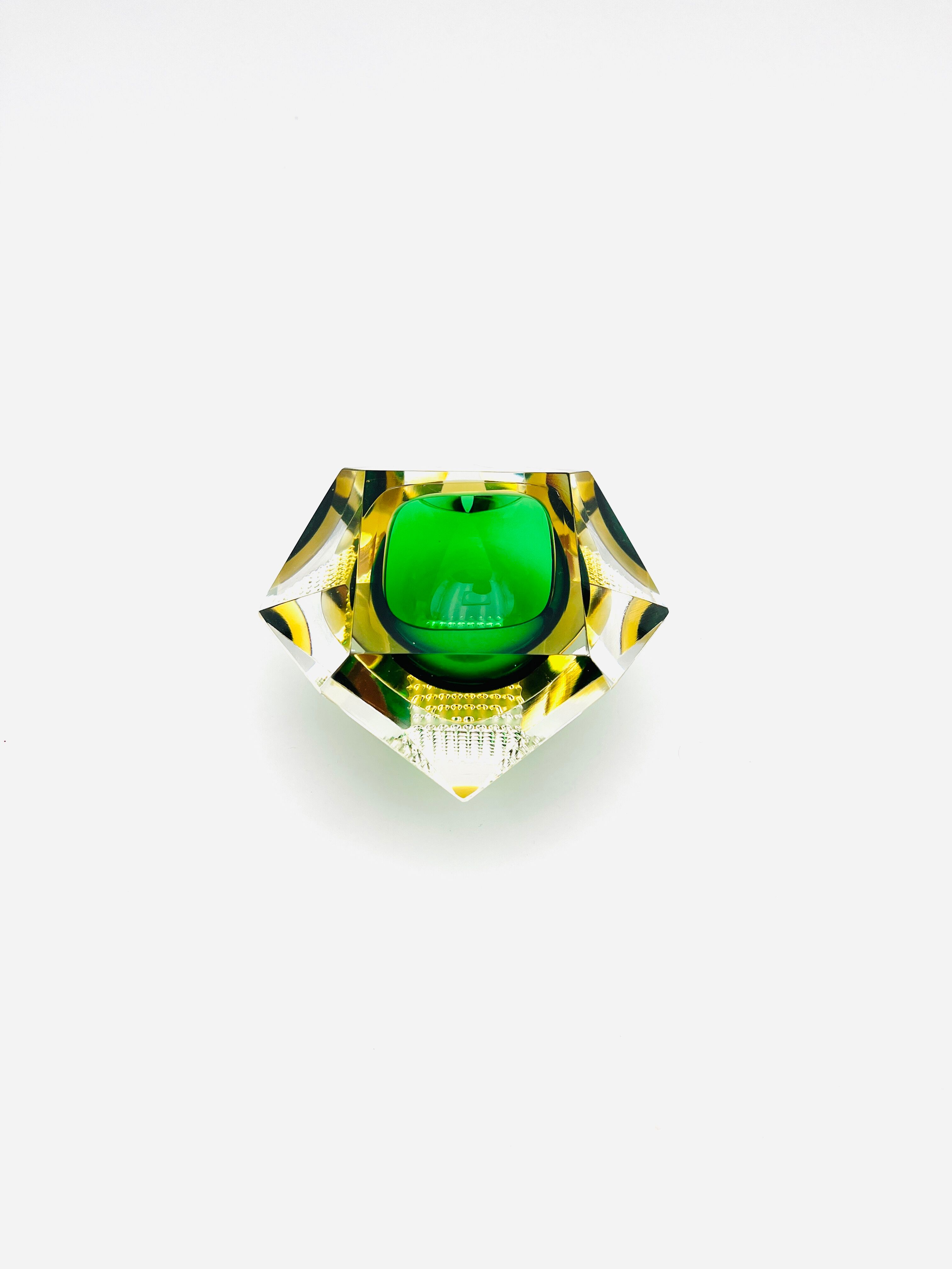 Murano bowl - Flavio Poli - Sommerso - Amber Green - Circa 1960