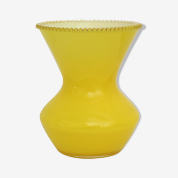 White interior yellow glass vase