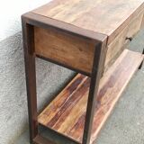 Console 2 tiroirs en bois ancien