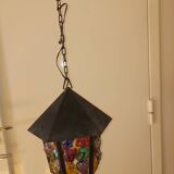 Pendant light, stained glass vestibule lantern