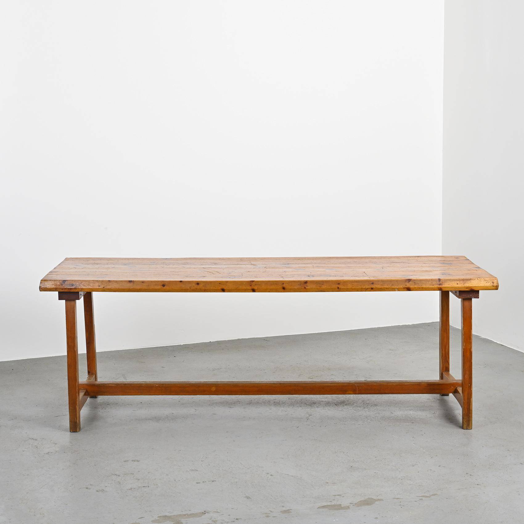 Solid pine table by Christian Durupt, 1970s