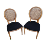 Medallion chairs back black cane