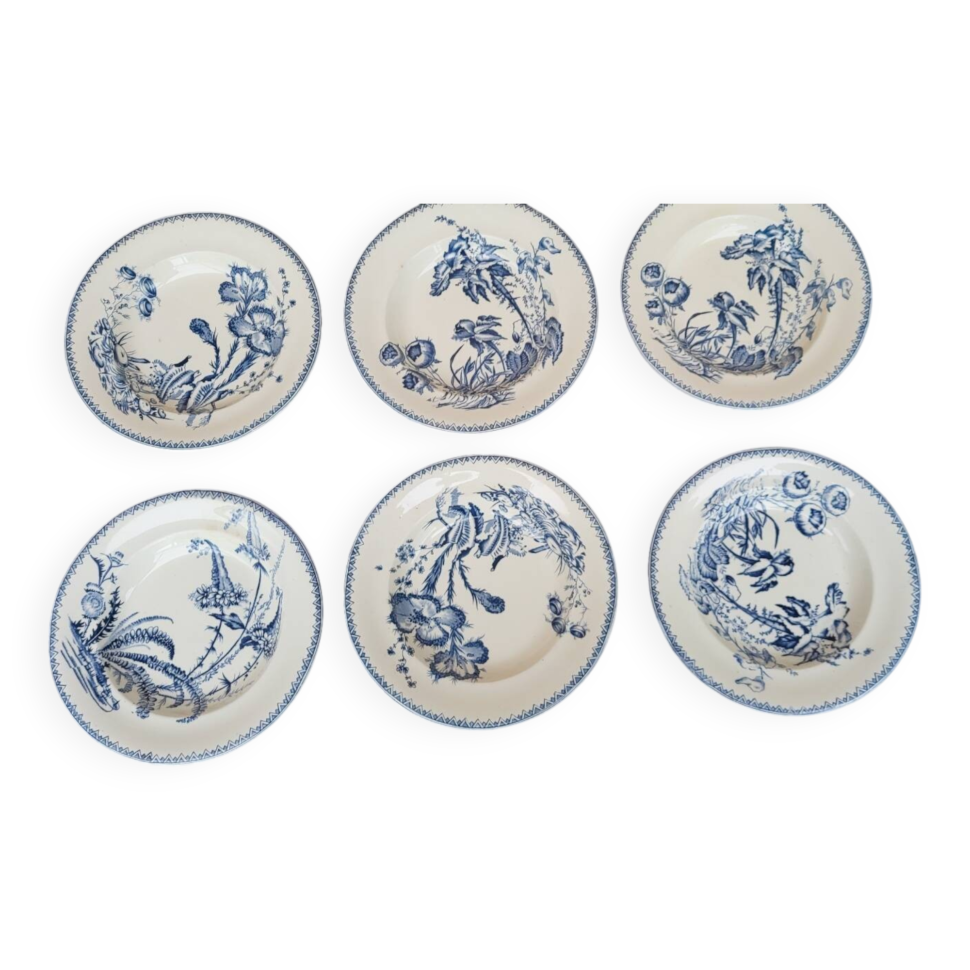 Set of 6 Clairefontaine Earthenware soup plates Indiana decor