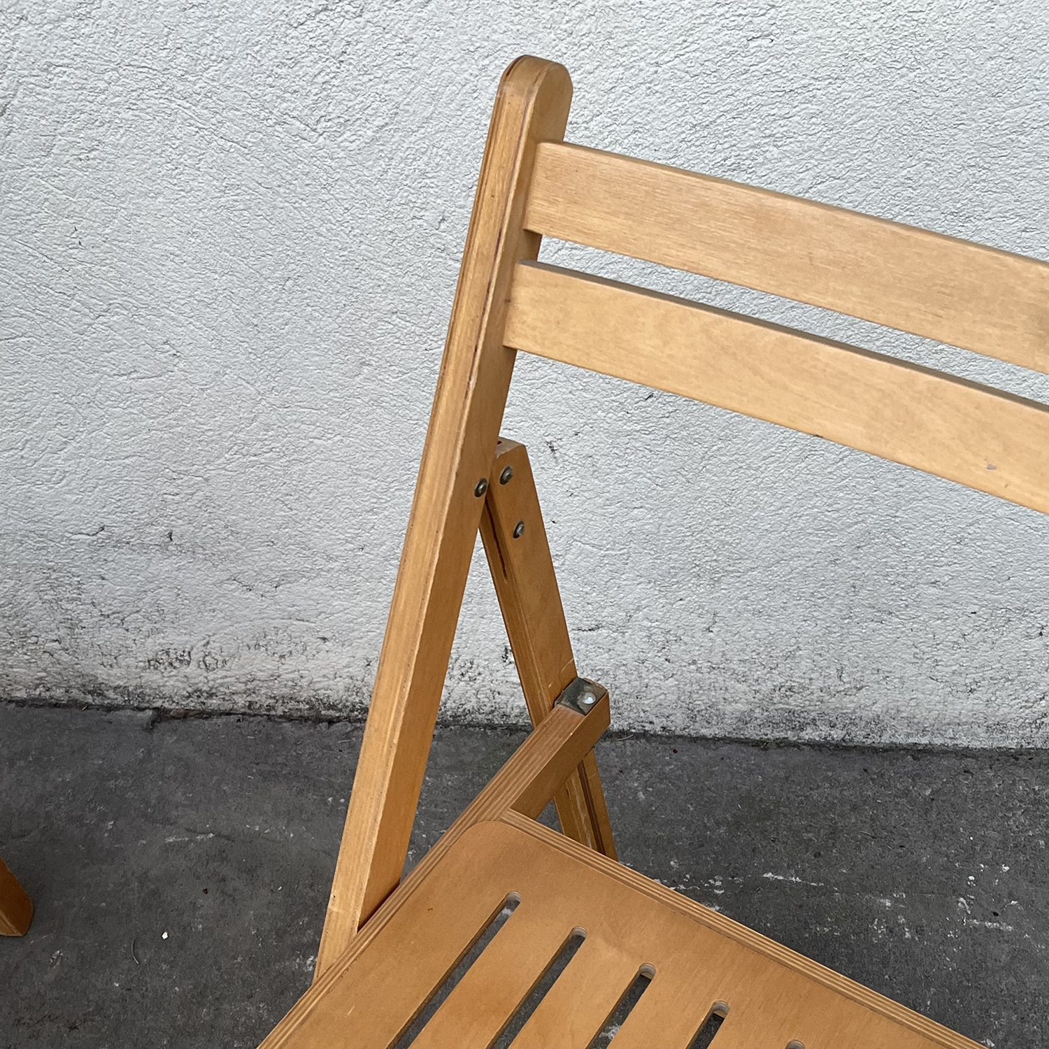 Pair of beech folding chairs