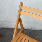 Pair of beech folding chairs