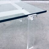 Danish Poul Kjaerholm Style Metal, Acrylic Glass & Glass Coffee Table, 1960s