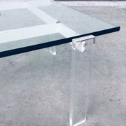 Danish Poul Kjaerholm Style Metal, Acrylic Glass & Glass Coffee Table, 1960s
