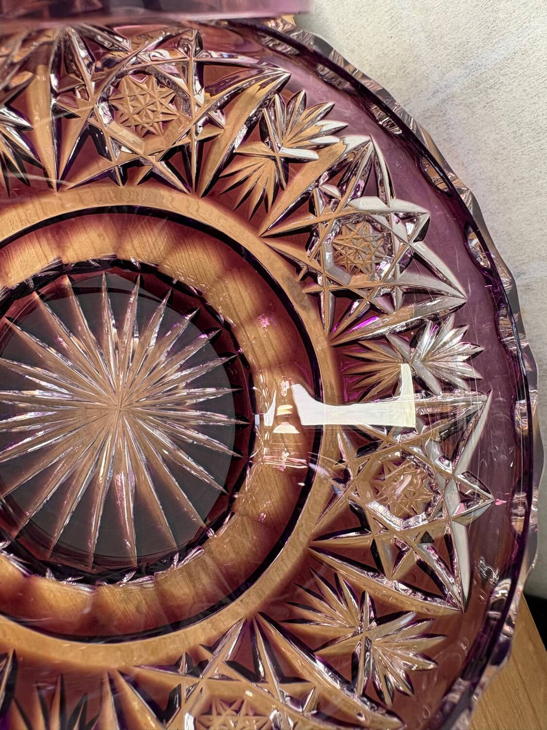 Amethyst cut Bohemian crystal bonbonnière – 20th century