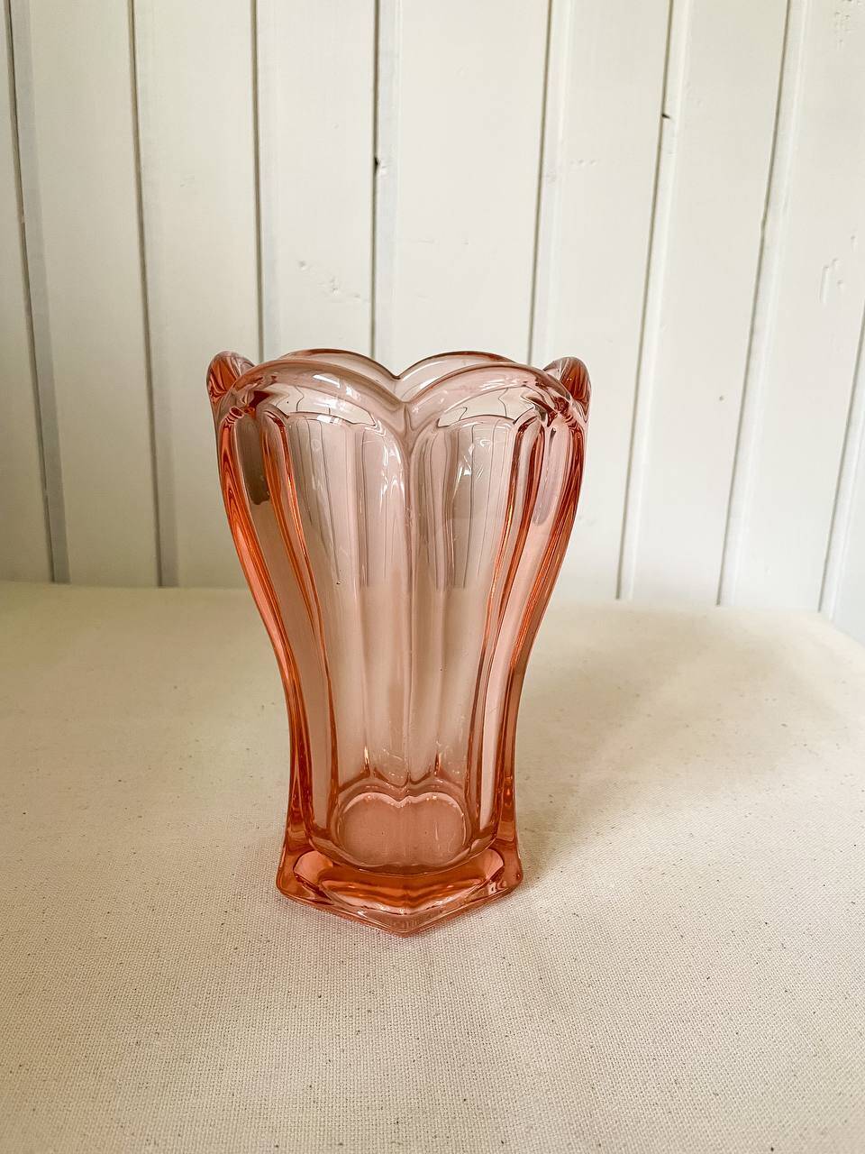 Art Deco Style Pink Glass Vase