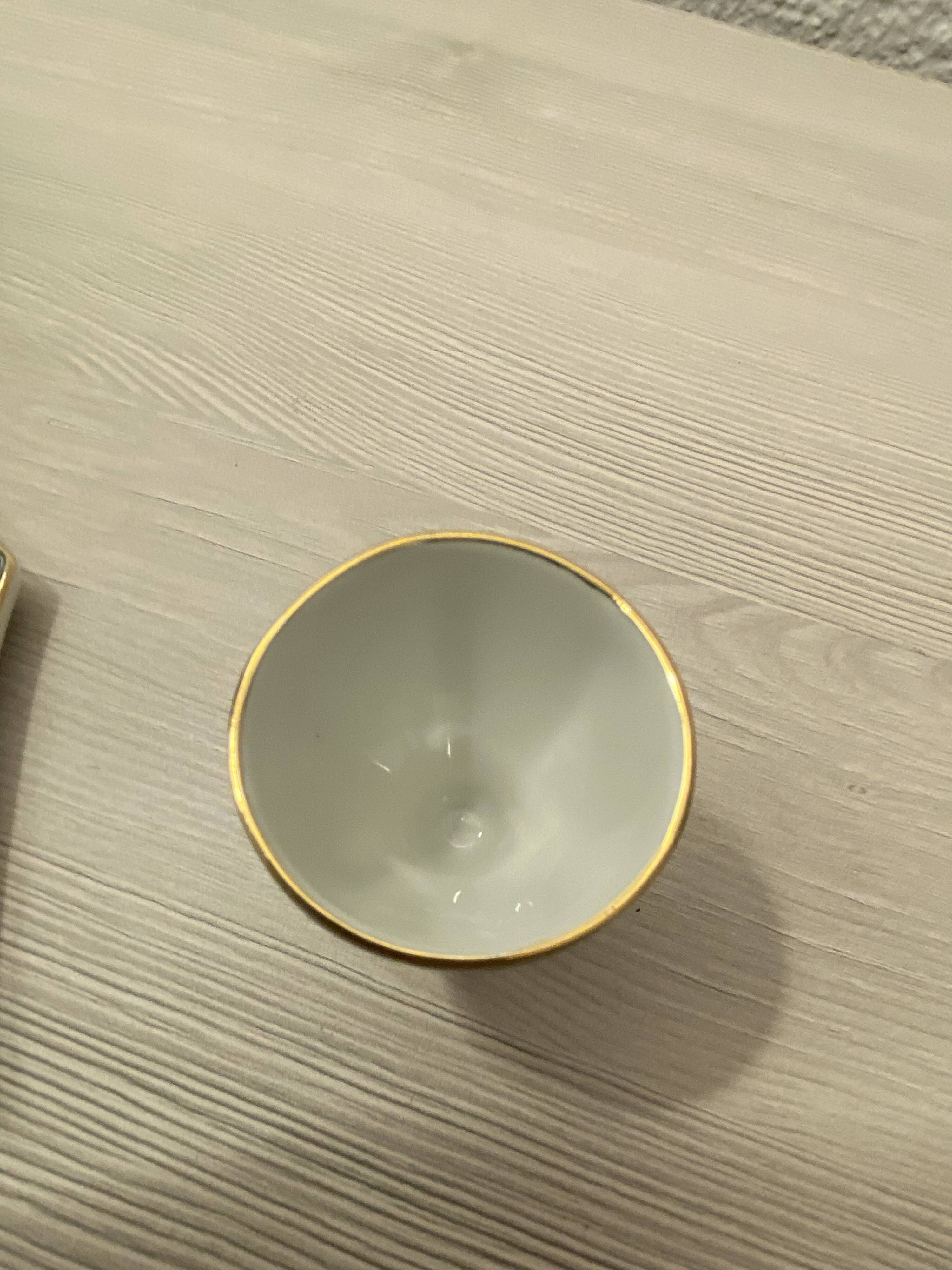 Coquetier and its Limoges Art Deco earthenware tray
