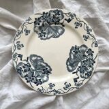 Assiette plate ancienne en terre de fer "Les Violettes" Salins