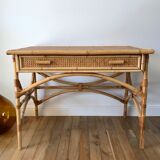 Rattan desk and canework 50s