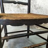 High back straw armchair