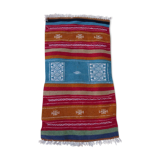 Kilim bleu orange rouge multicolore fait à la main 110x60cm