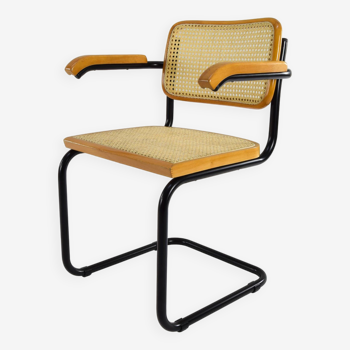 Mid Century Modern B64 Black and Beech Marcel Breuer Cesca Chair Italy 70s
