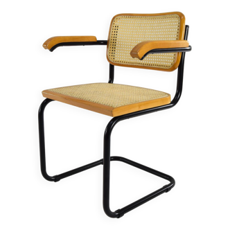 Mid Century Modern B64 Black and Beech Marcel Breuer Cesca Chair Italy 70s