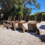 6 vintage rattan chairs dlg Verner PANTON