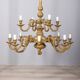 Classic 12 light golden bronze chandelier from the mid-20th century