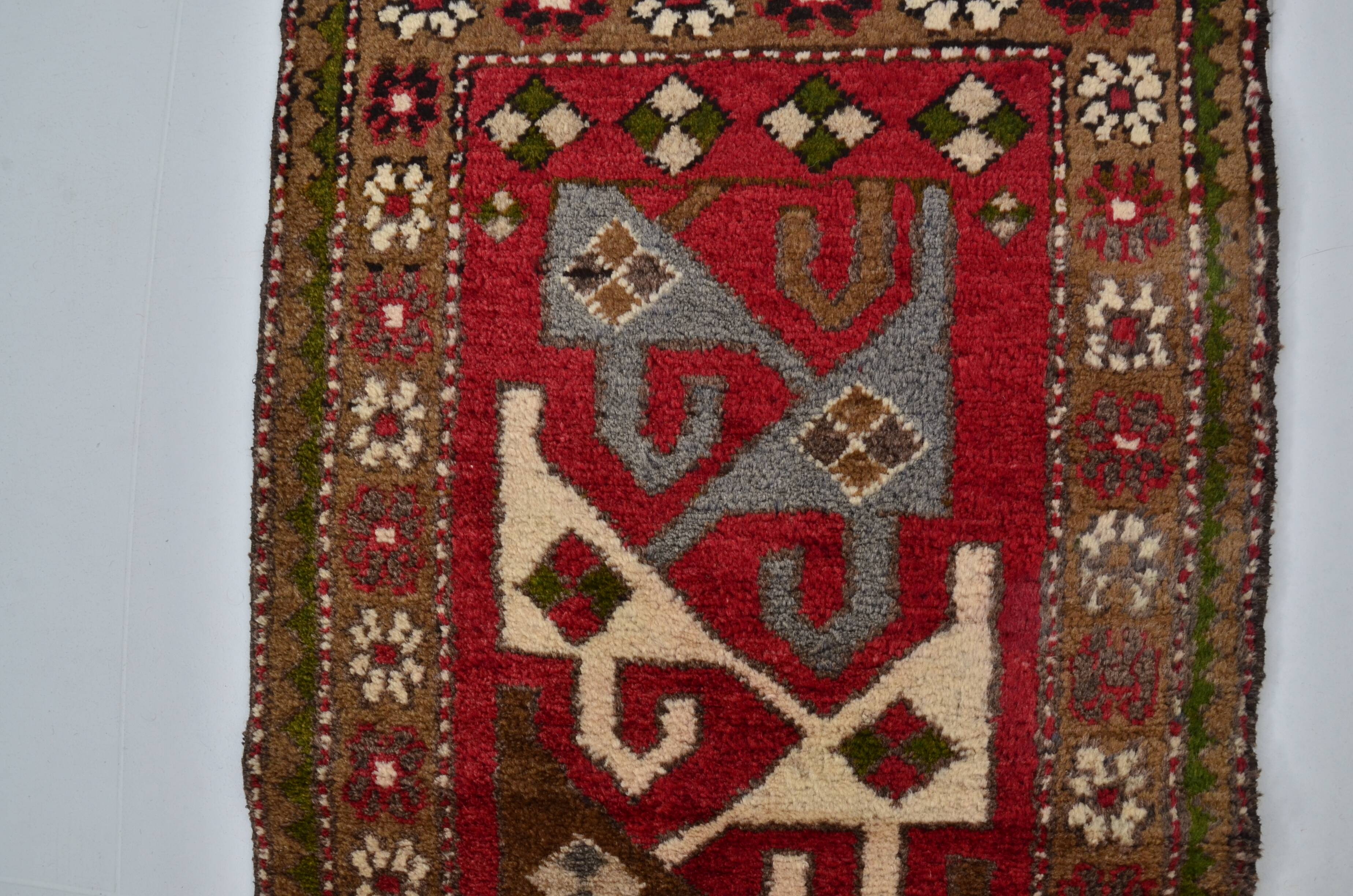 Vintage Handknotted Oushak Runner  sku 2154