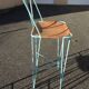 Paire de tabourets hauts tabourets de bar cuir et métal turquoise