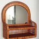 Miroir étagère en rotin et osier