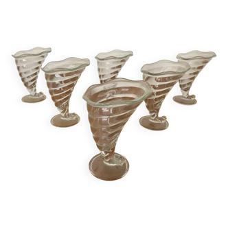 Set of 6 BORMIOLI ROCCO Corne Abondance Ice Cream Cups Vintage Glass #B92