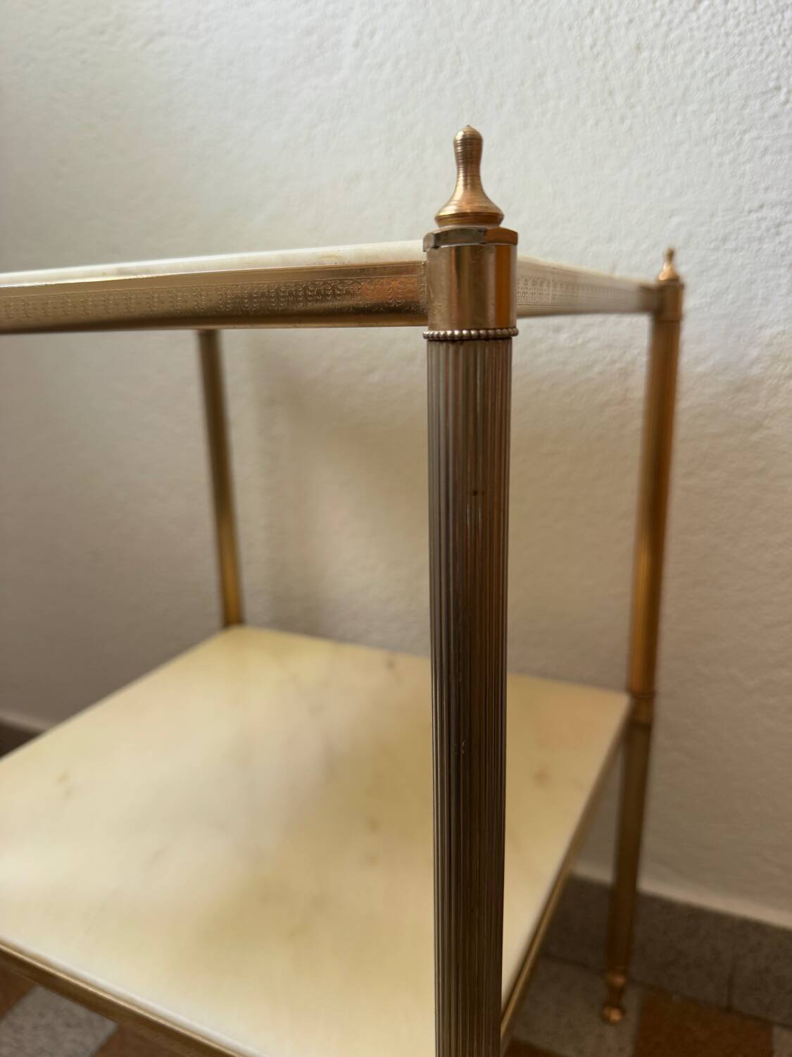 60s brass marble side table