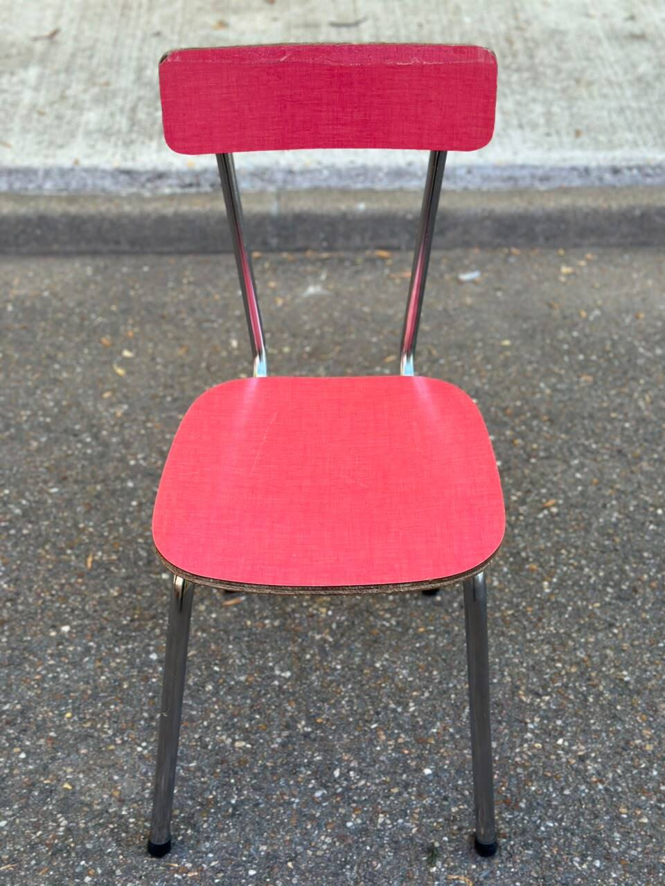 Vintage red Formica & chrome chair — 50s/60s Pop Chic style