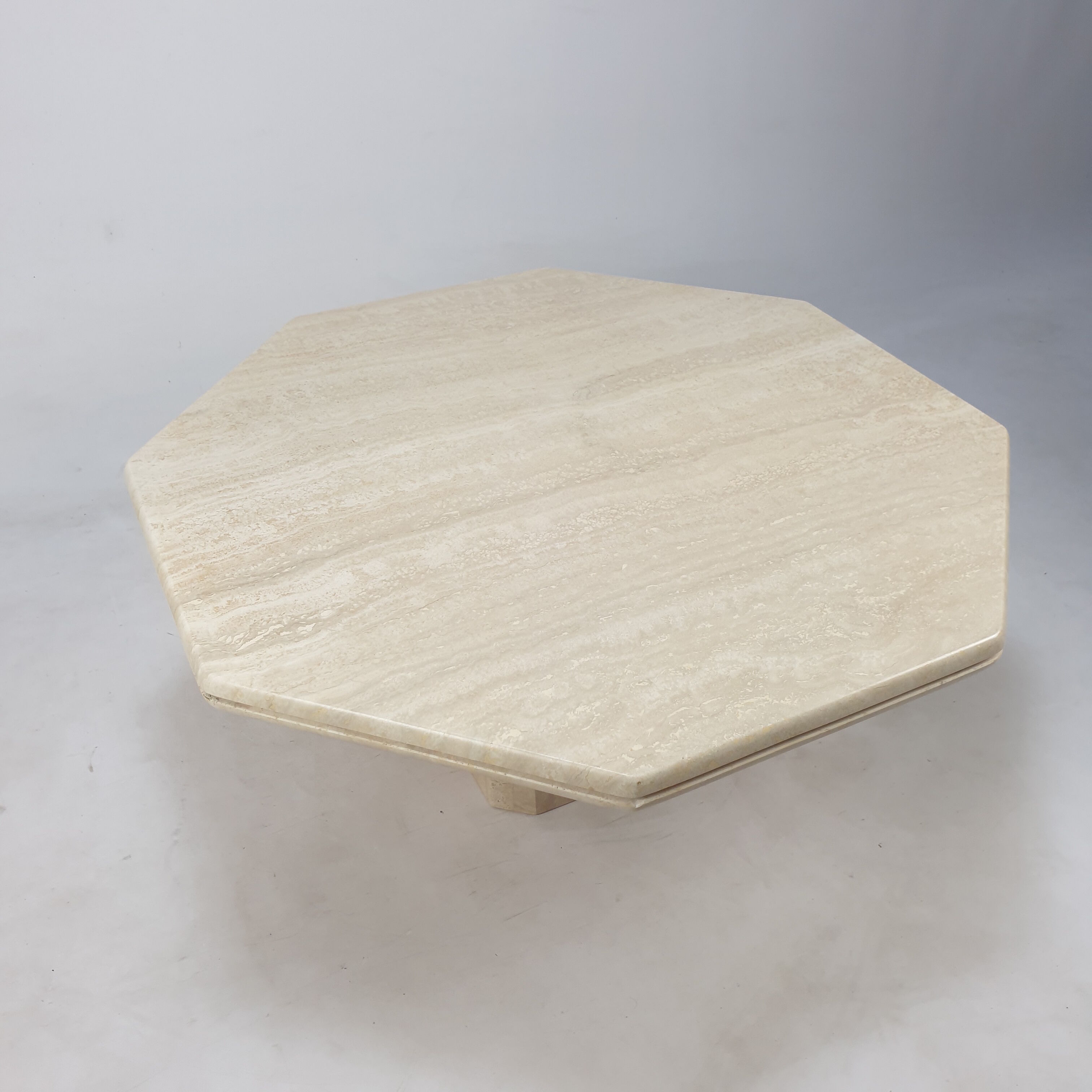 Italian travertine octagon coffee table, 1980