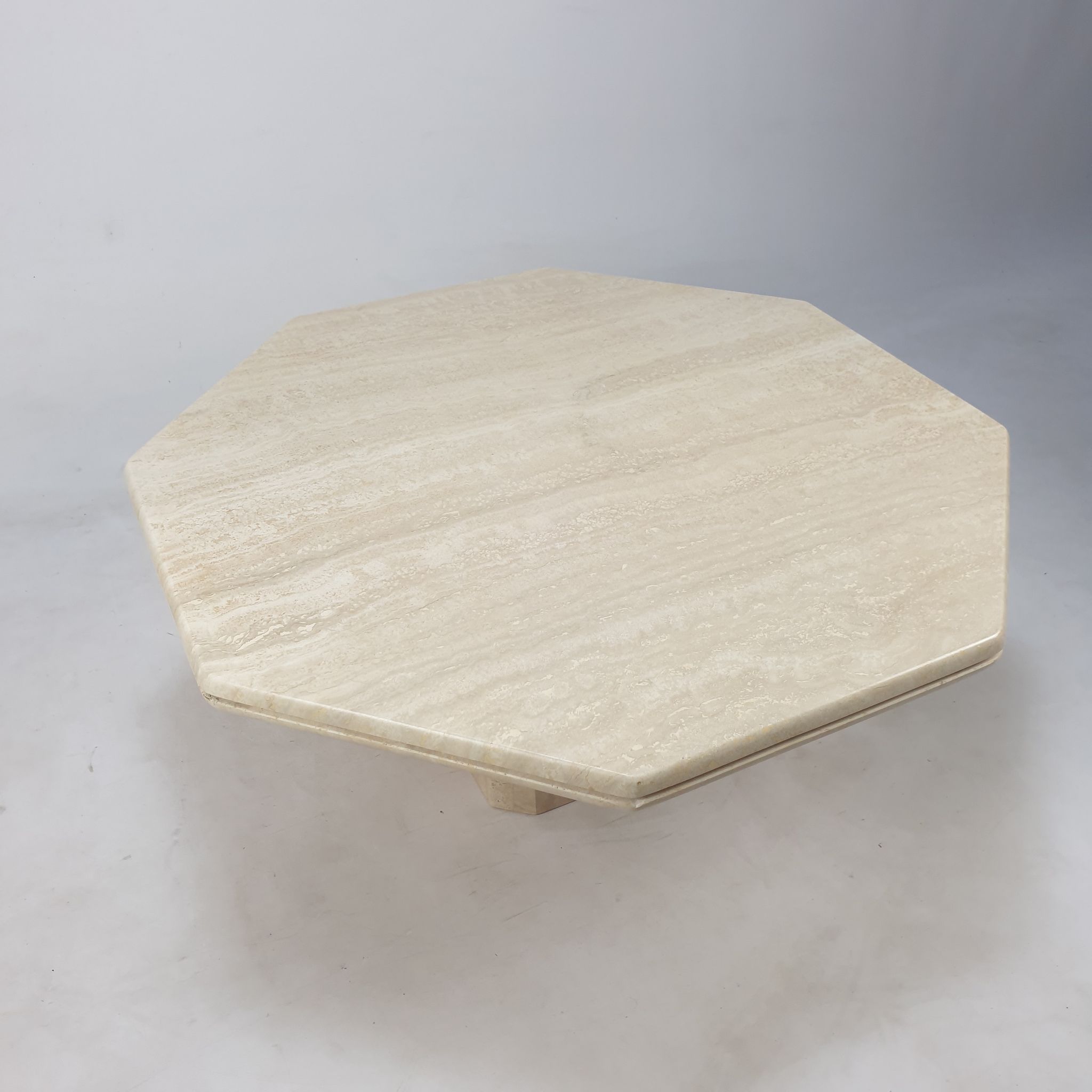 Italian travertine octagon coffee table, 1980