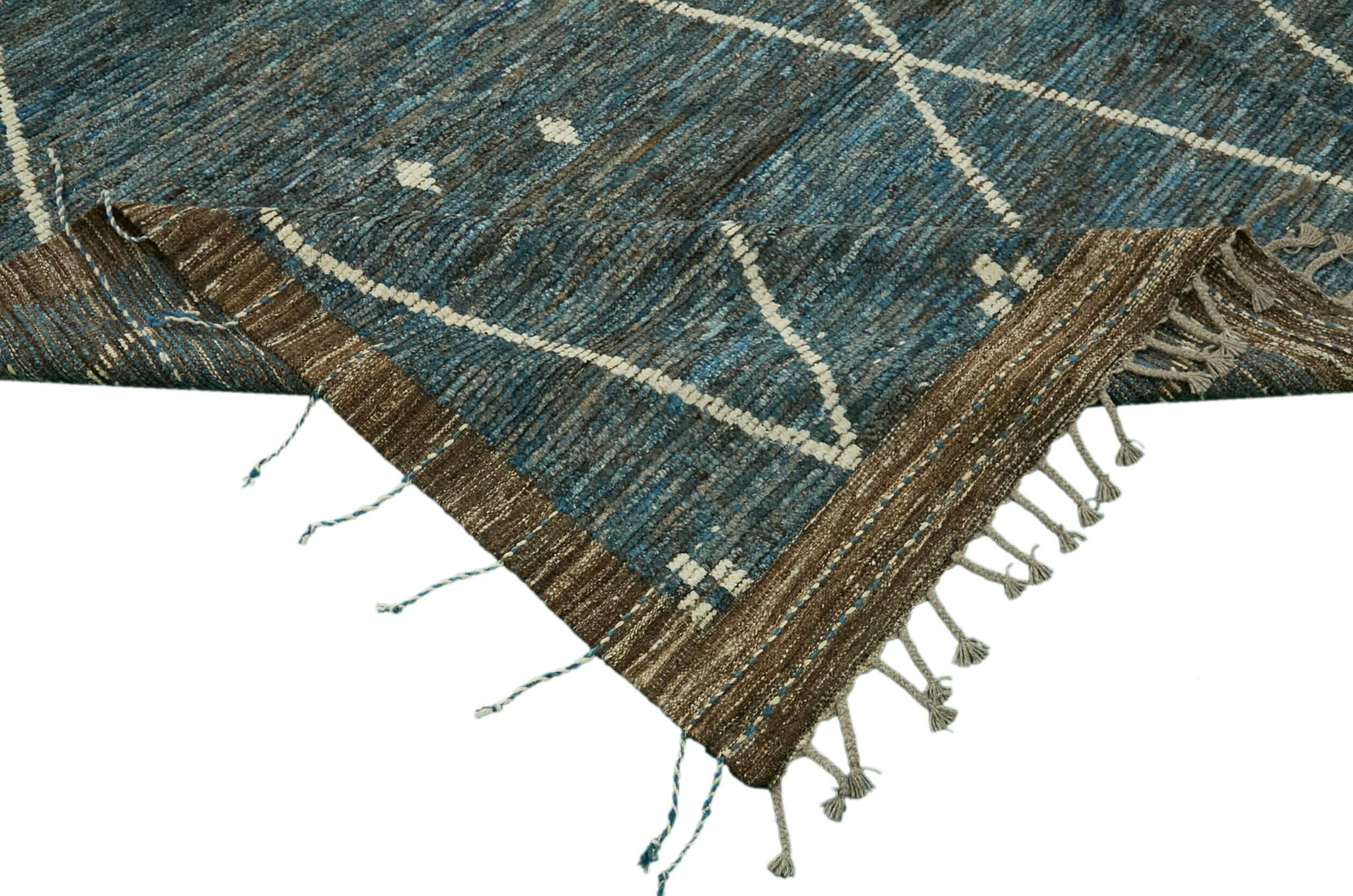 Hand-Knotted Turkish Contemporary 290 cm x 383 cm Blue Wool Carpet