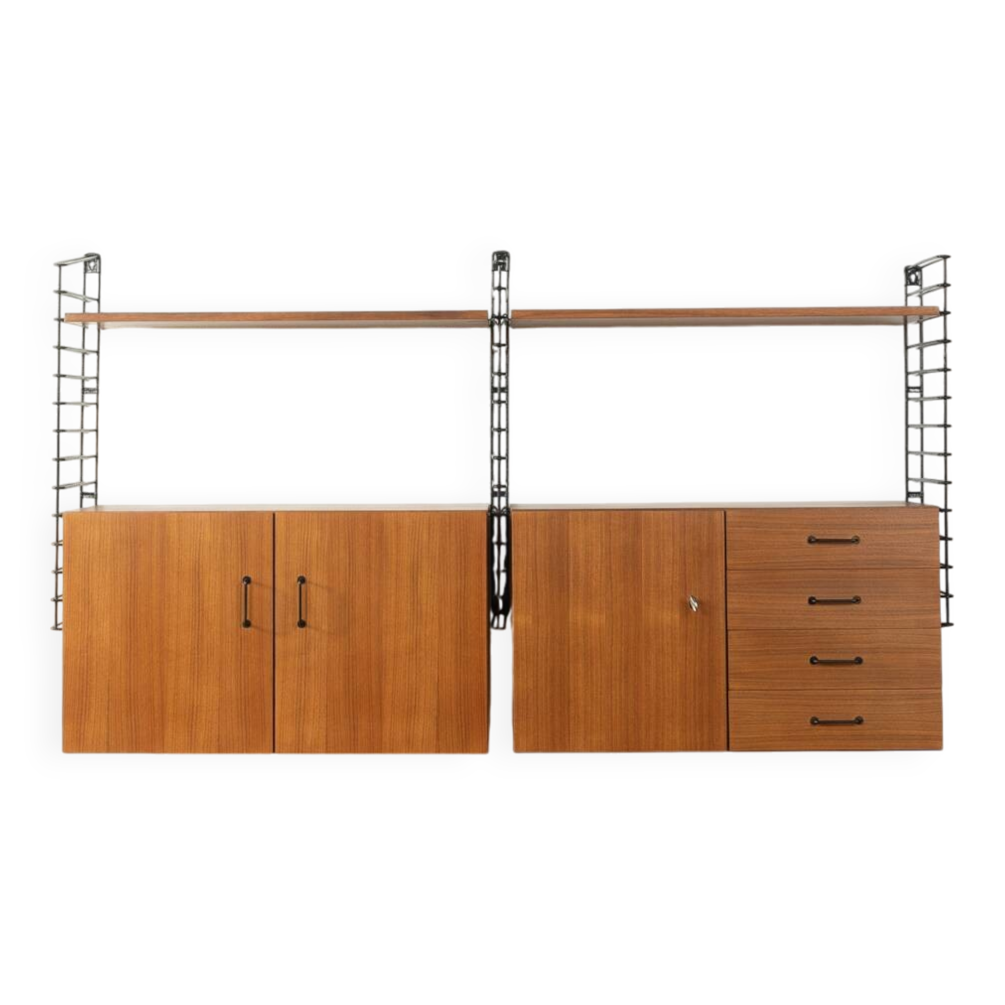 Teak veneer wall shelf, 1960s