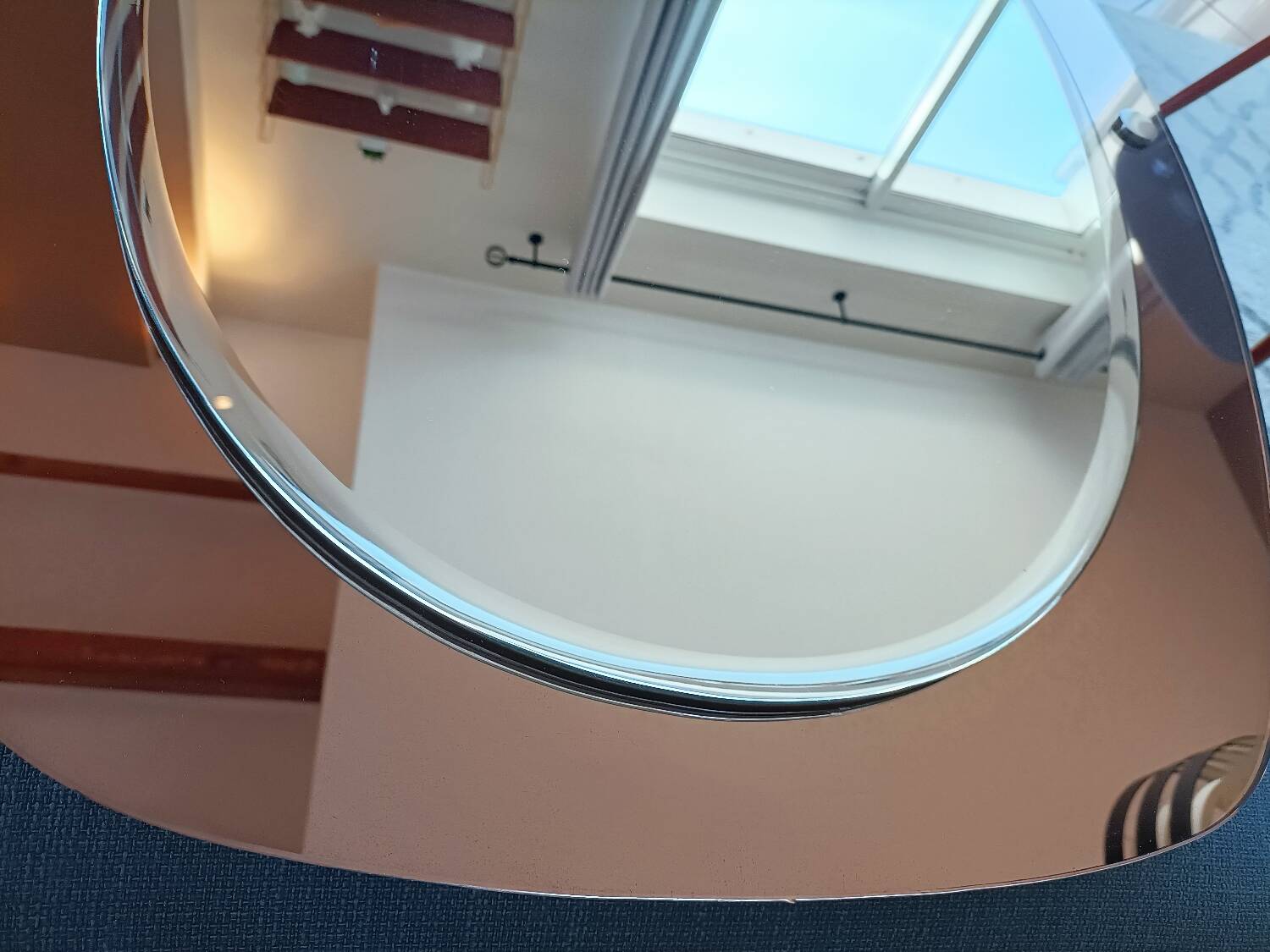 Vintage oval smoked glass mirror