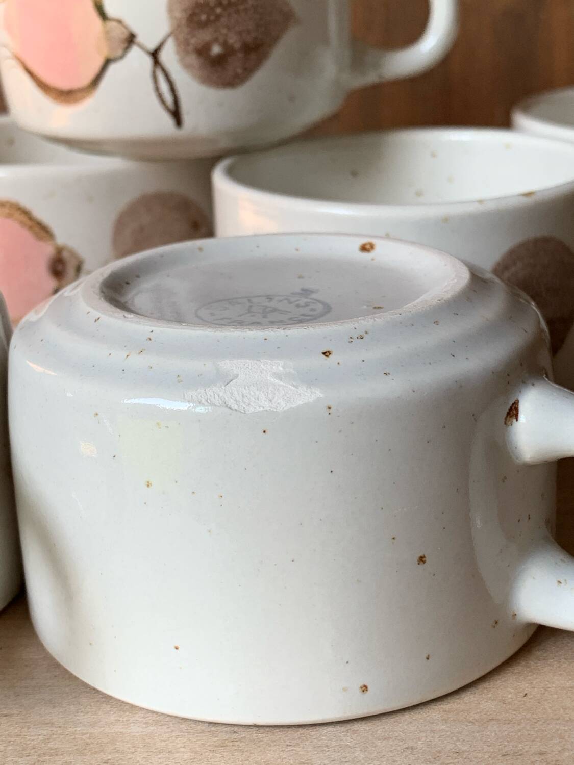 Six Salins stoneware coffee cups 1970