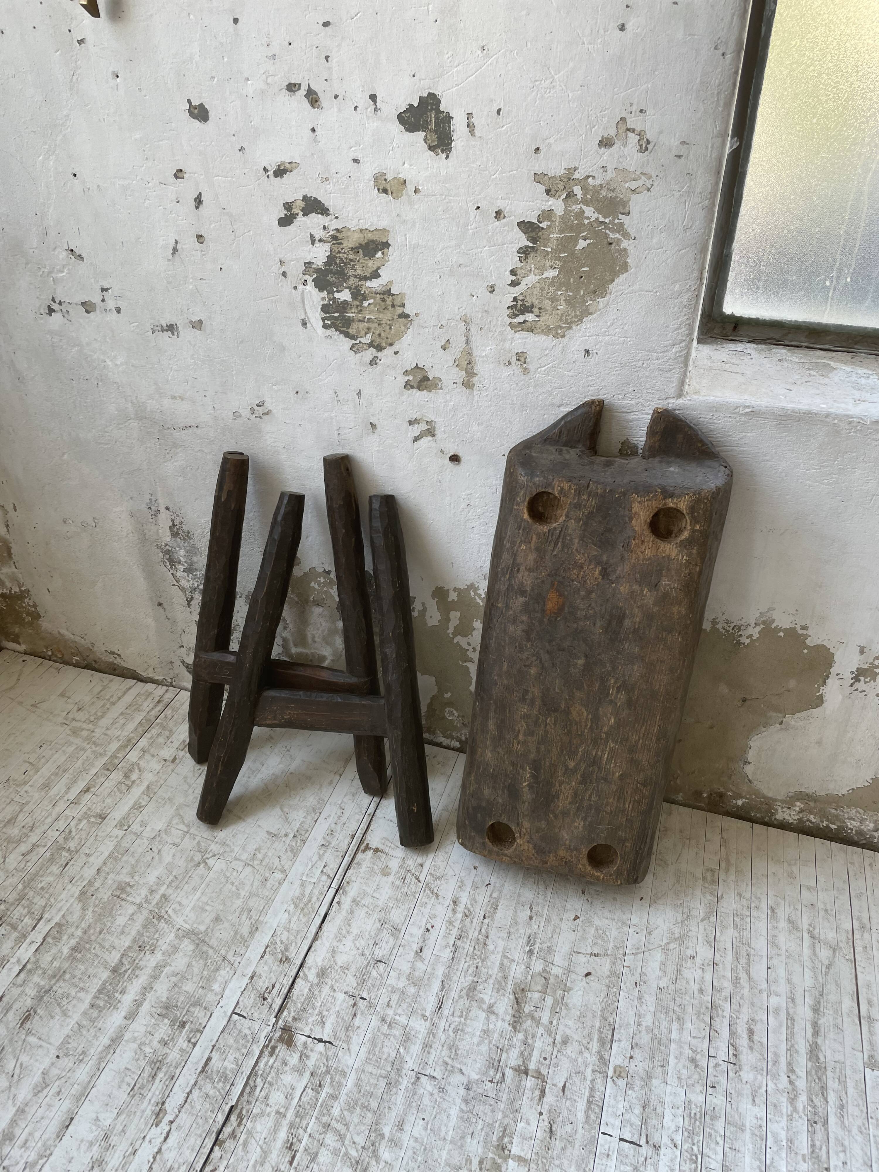 Brutalist solid wood console