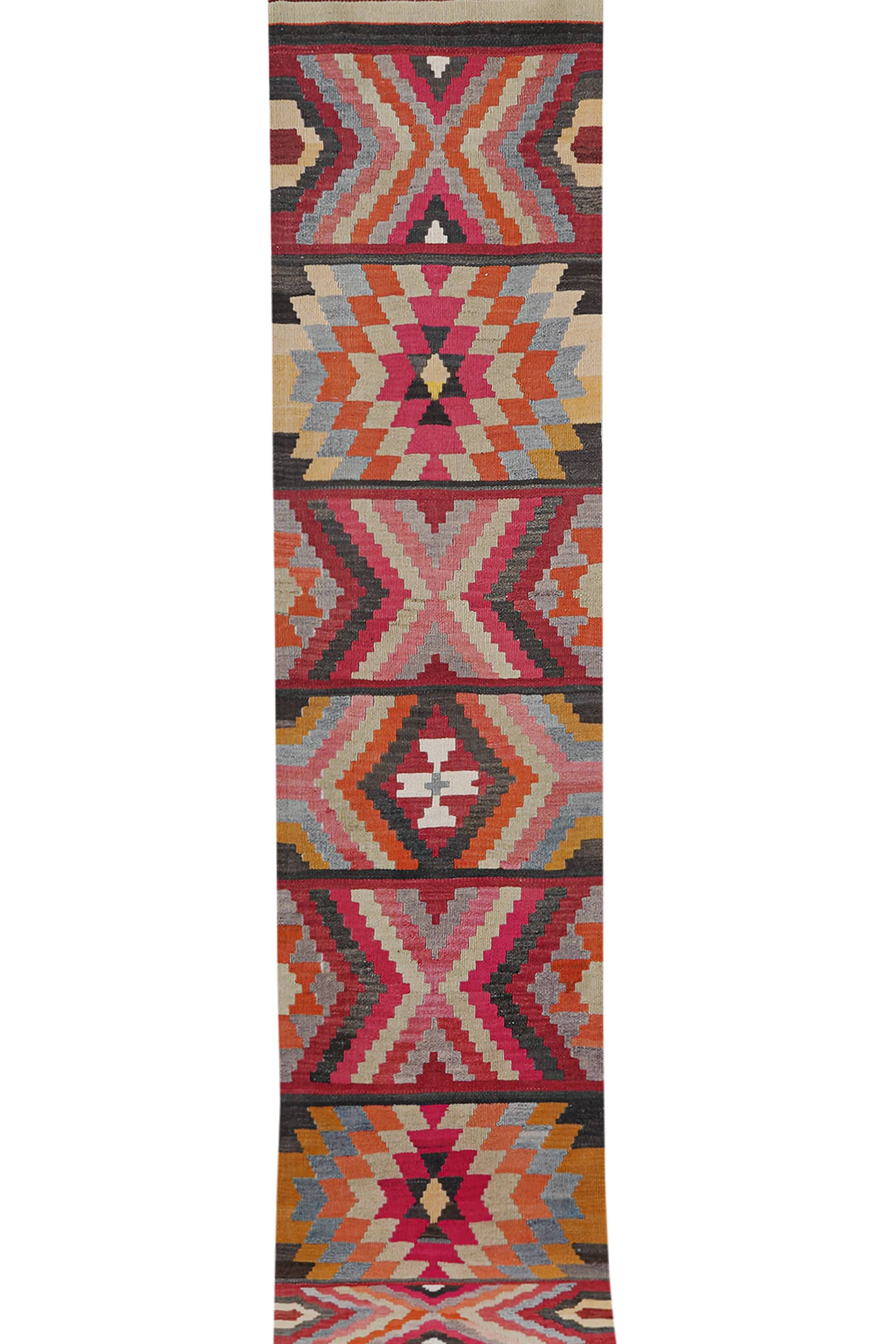 Vintage Turkish Oushak Handwoven Rug 78x378 cm