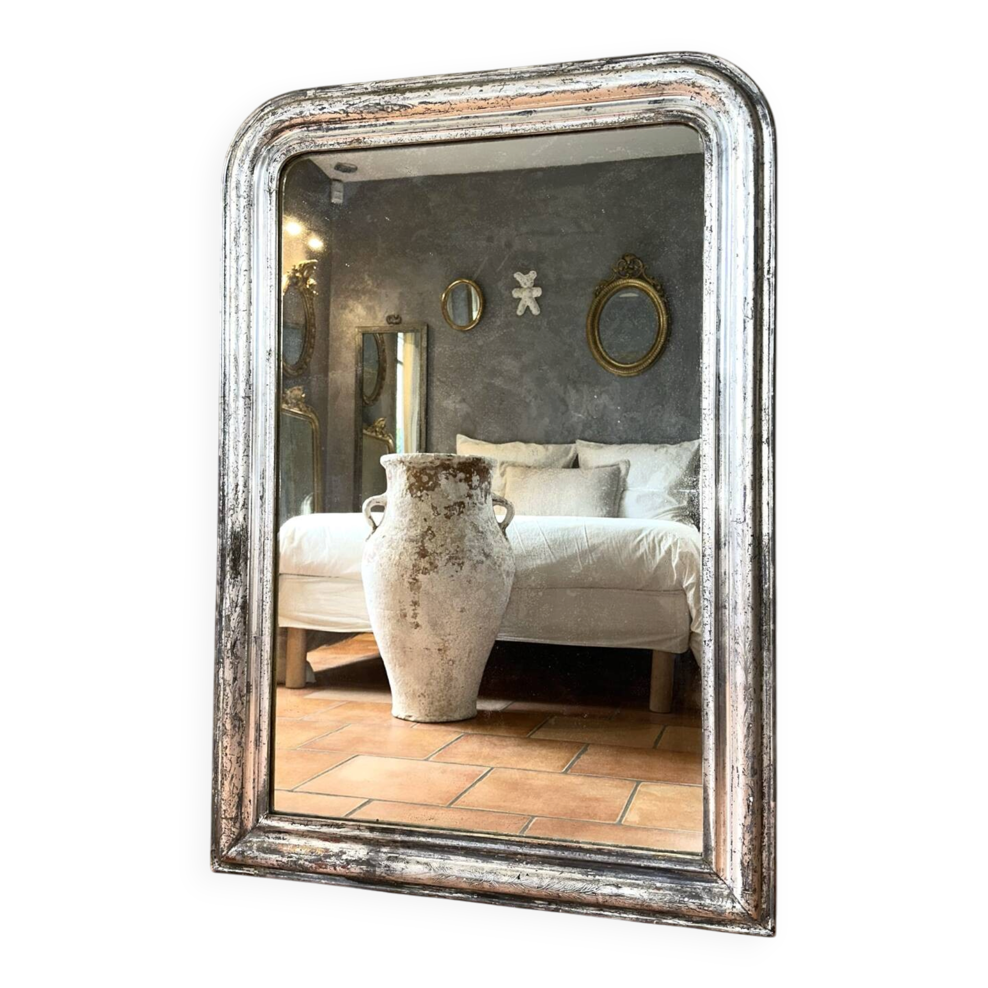 Miroir Louis-Philippe ancien argenté XIXème