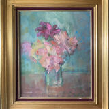 Table HST "Bouquet of flowers" ec. impressionist signed Lorenté + frame