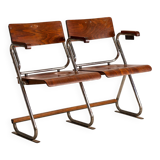 Two-seater folding bench, Bauhaus style, 1930s, Czechoslovakia