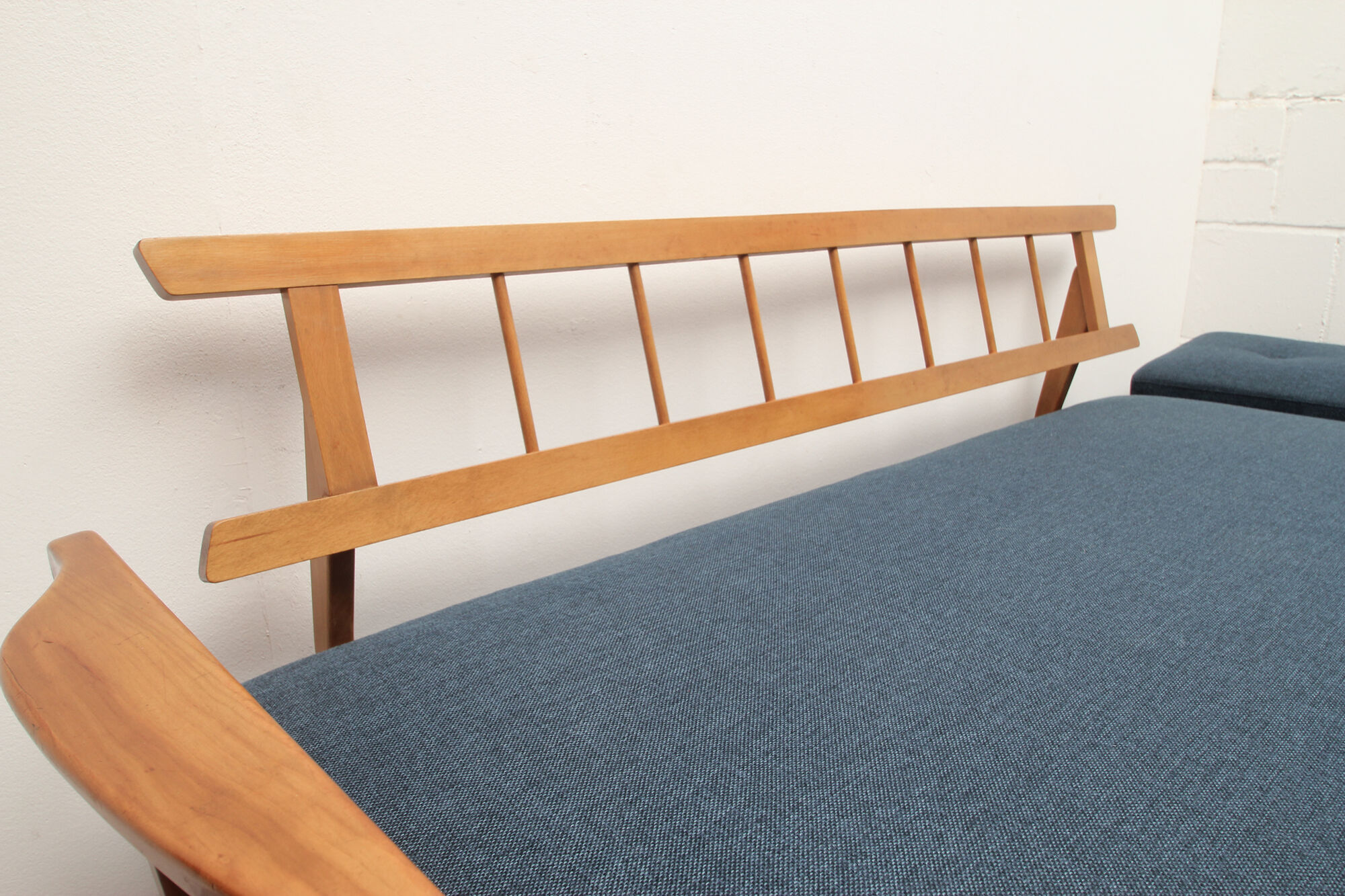 1950s daybed in cherrywood, fresh fabric, WK Furnitures